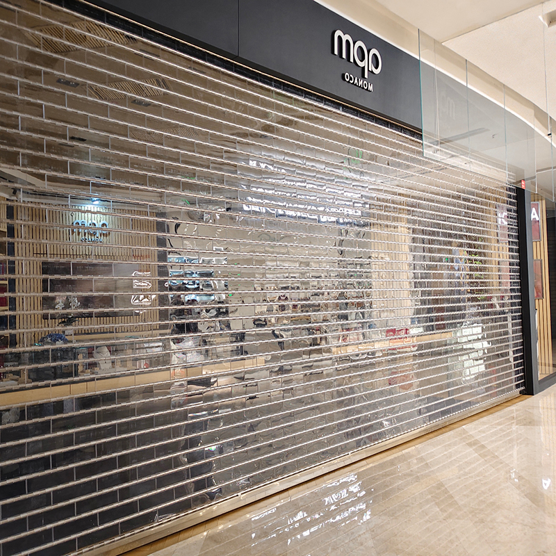 Puerta de rollo transparente de acero inoxidable