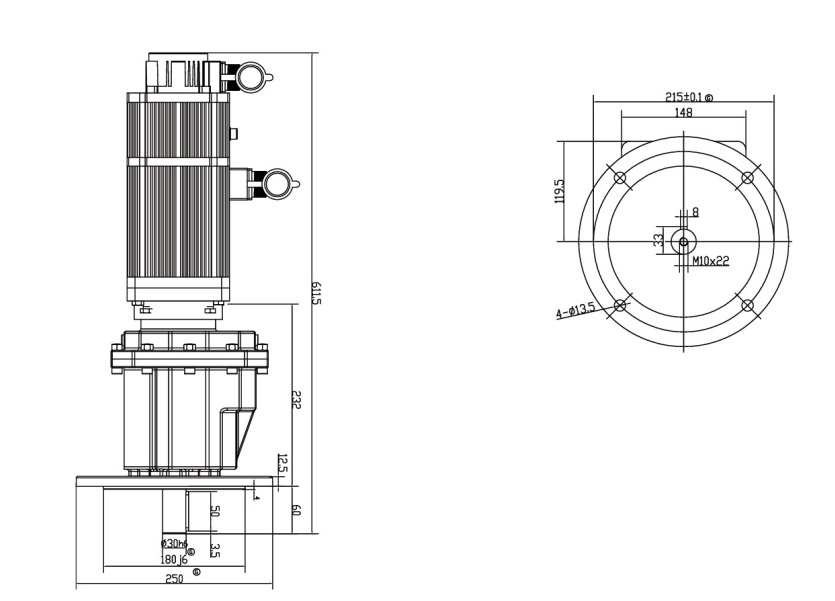 Motor de puerta de alta velocidad en espiral de 2200 W